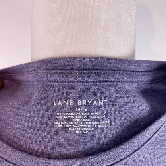 Lane Bryant Purple Long Sleeve Shirt with Silver Threading size 14/16 - Picture 4 of 4
